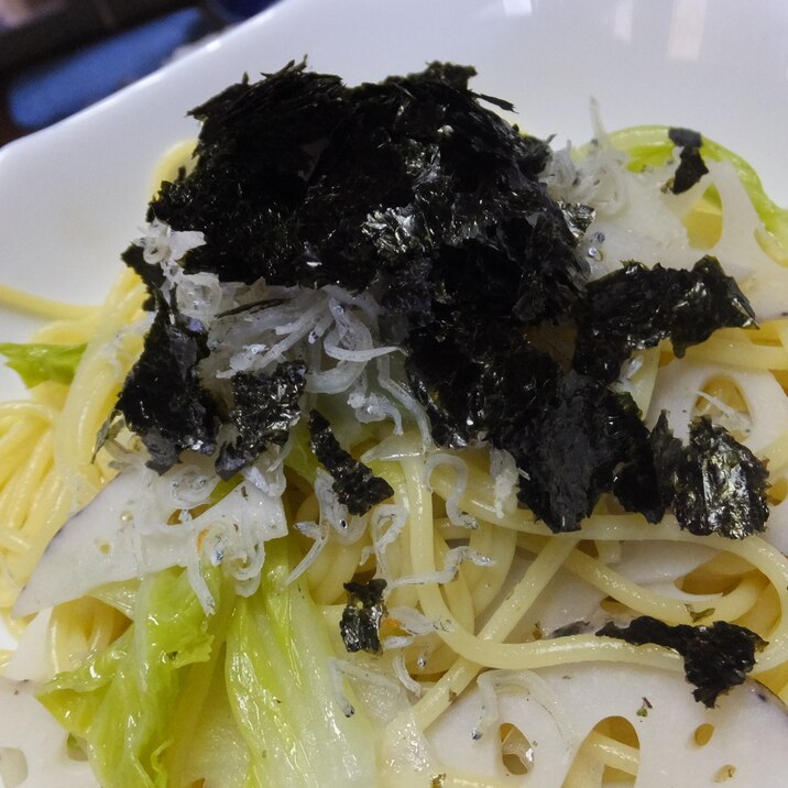 じゃこ・白菜・蓮根パスタ